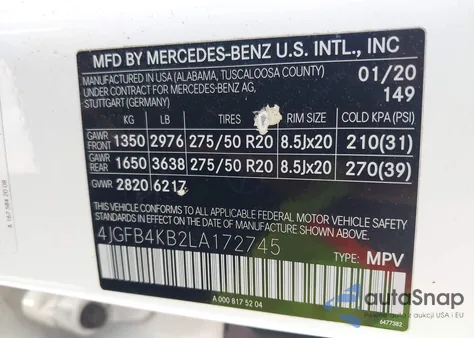 2020 Mercedes-Benz Gle 350 4Matic из США, поврежденный, VIN 4JGFB4KB2LA172745